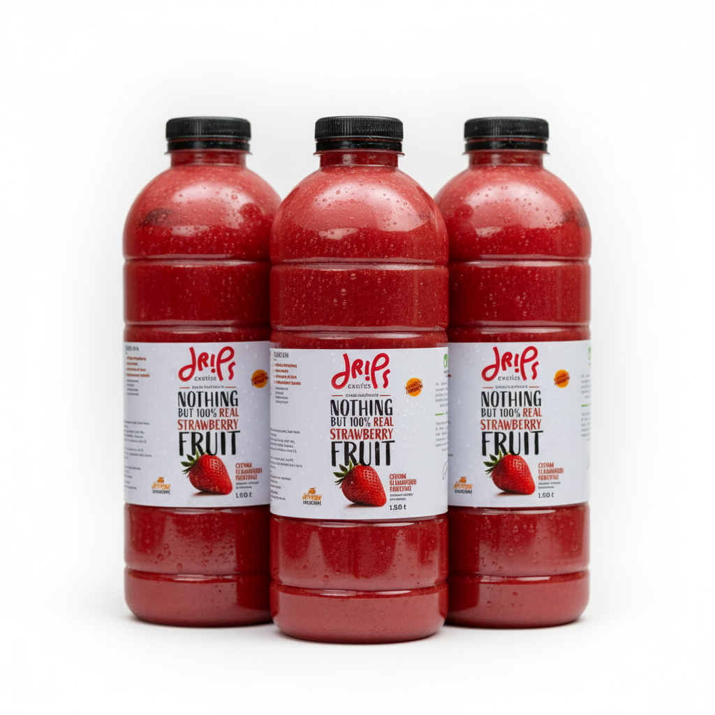 Strawberry Chunky Smoothie – Honey Sweetened - 1L Pack of 3