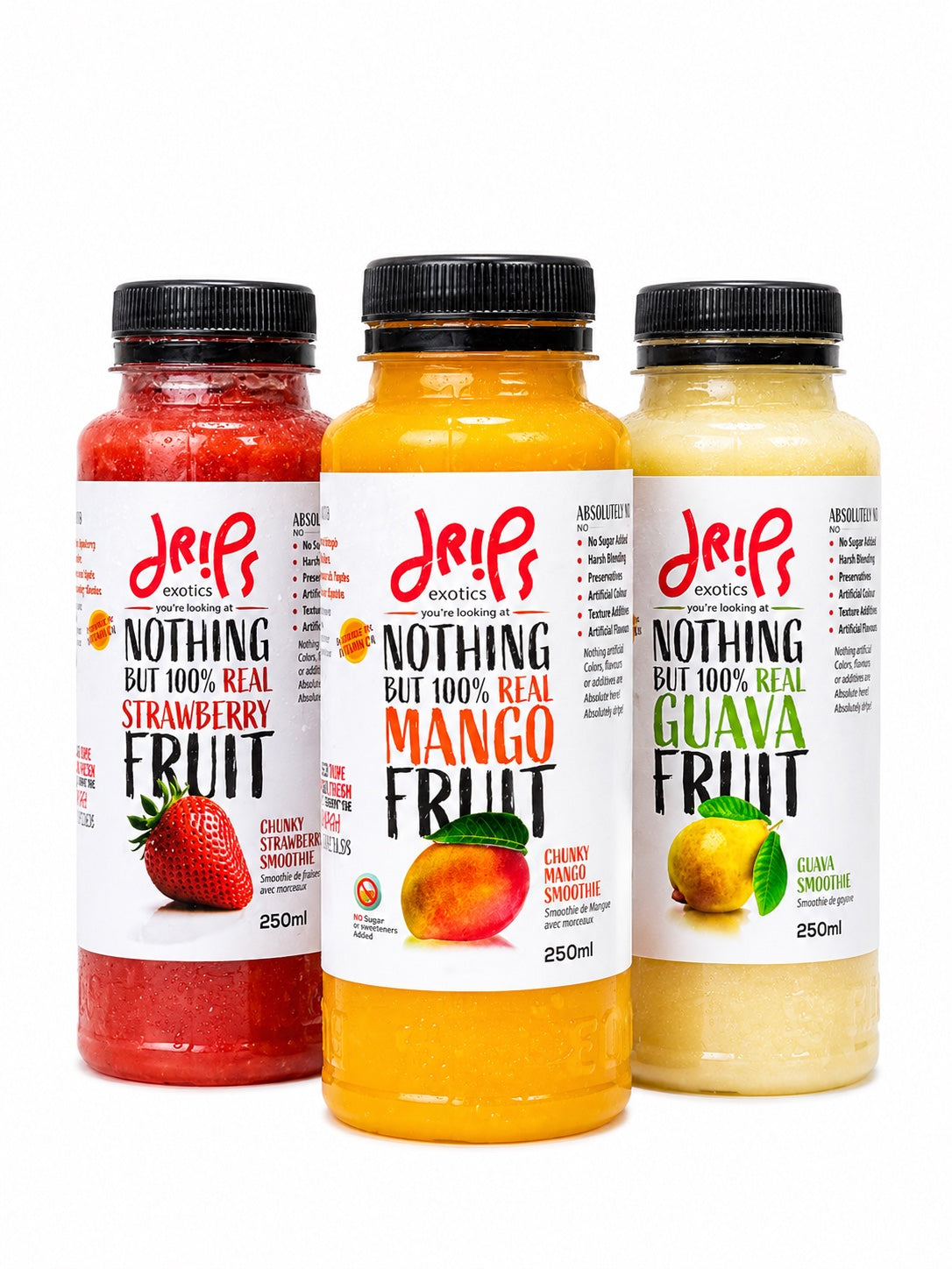 Drips Exotics — Strawberry, Mango and Guava, 100% real fruit